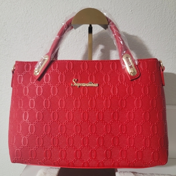 4-Piece Red Embossed Handbag Set — Chic & Versatile - Picture 8 of 16